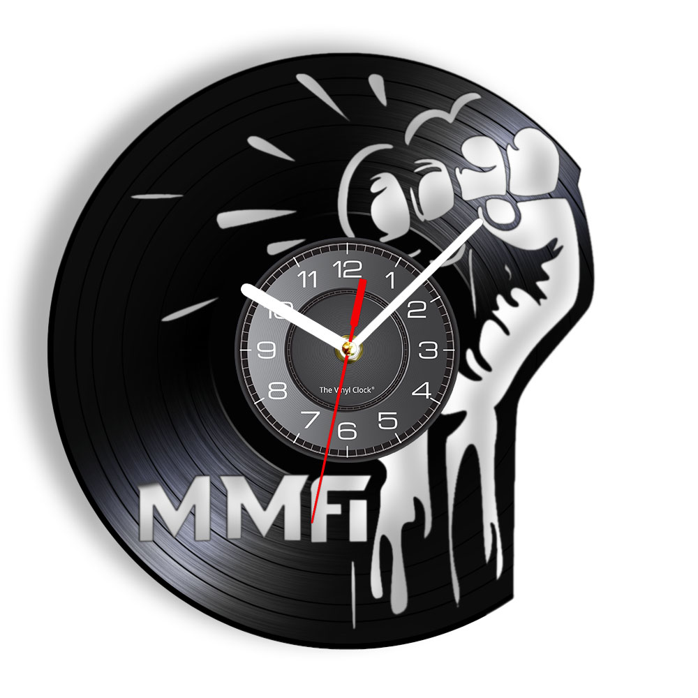 Horloge murale MMA puissante puissante en vrais vinyle Vinyl Arts martiaux mixtes sportiels de montre murale musculaire à LED pour les combattants