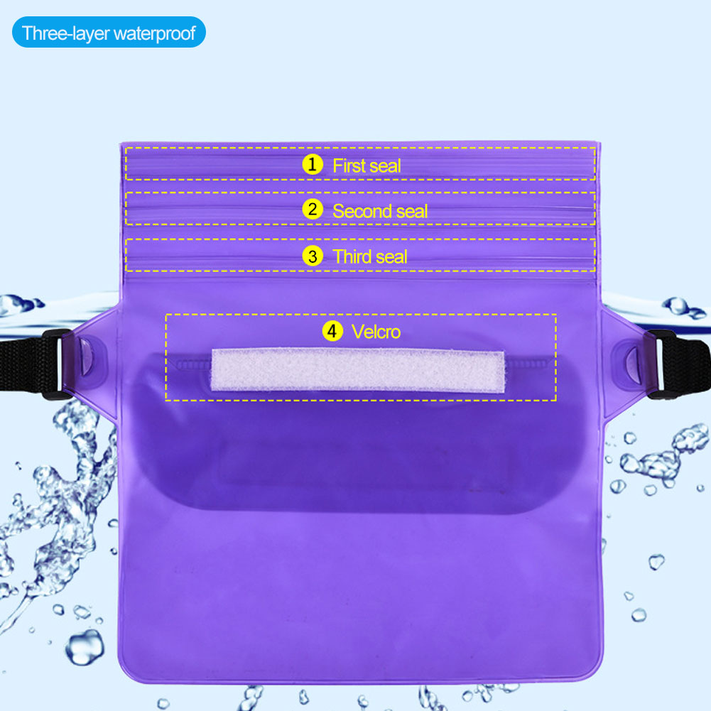 Wasserdichtes Schwimmschwimm 3 Lay Bag Ski Drift Diving Schulter Taille Packtasche Unterwasser Mobiltelefonbeutel Hülle Deckung für Strandbootsportarten