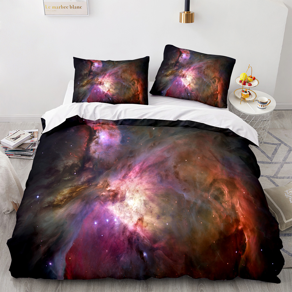 Stjärnhimmel täcke täcke set king/queen size night himmel galaxy blå lila mjuk sängkläder set romantisk stjärna polyester täcke omslag