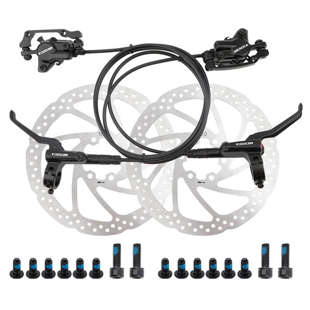 Bicycle Brake MTB Hydraulic Disc Brake IS Post Mounting Left Front Right Rear Calipers Rotor Oil Pressure 800/1400mm Brake Set