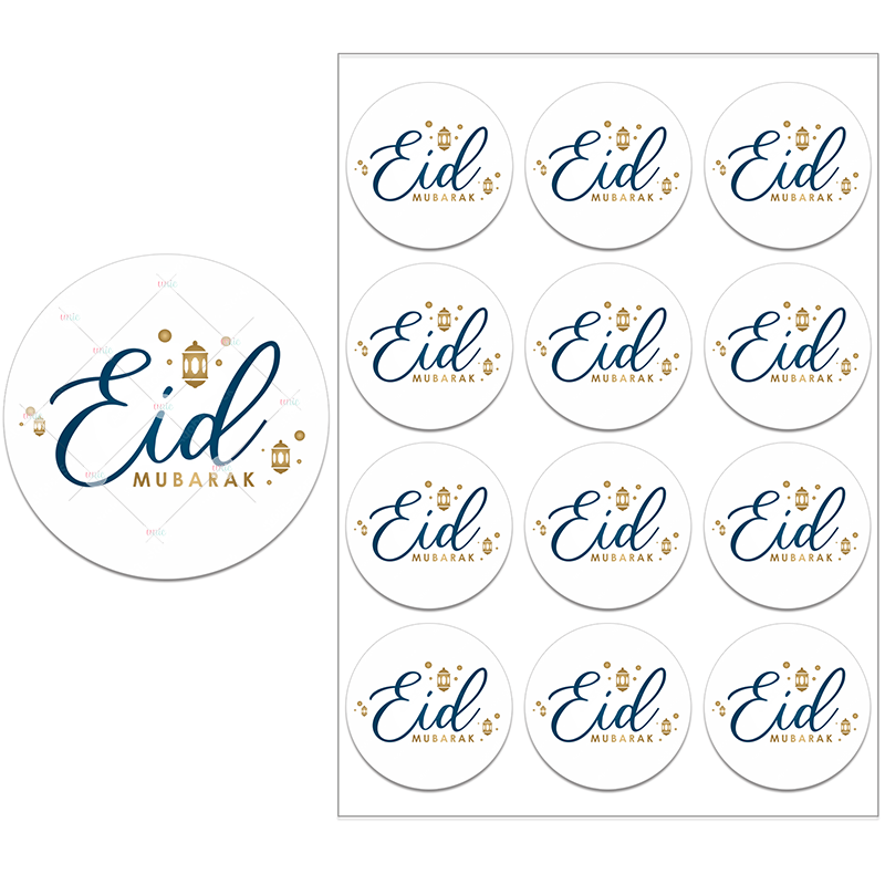 Eid Mubarak Pacote de vedação adesiva Bolsa de doces Rótulos de caixa de presente para crianças Festa de aniversário Eid al-Fitr Decor