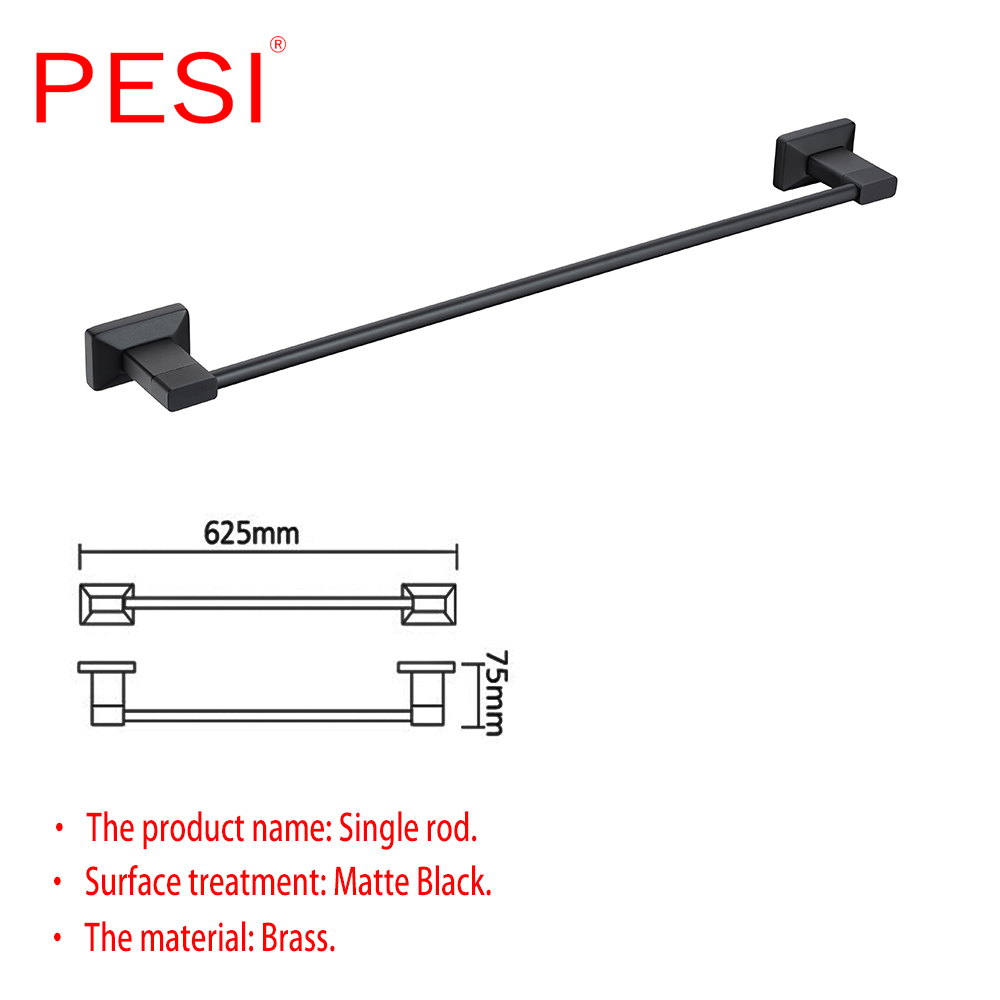 Matte Black Black Hardware Set Black Robe Hook Single Asciugamano Porta di carta un gancio di veste Tutti gli accessori il bagno in ottone.