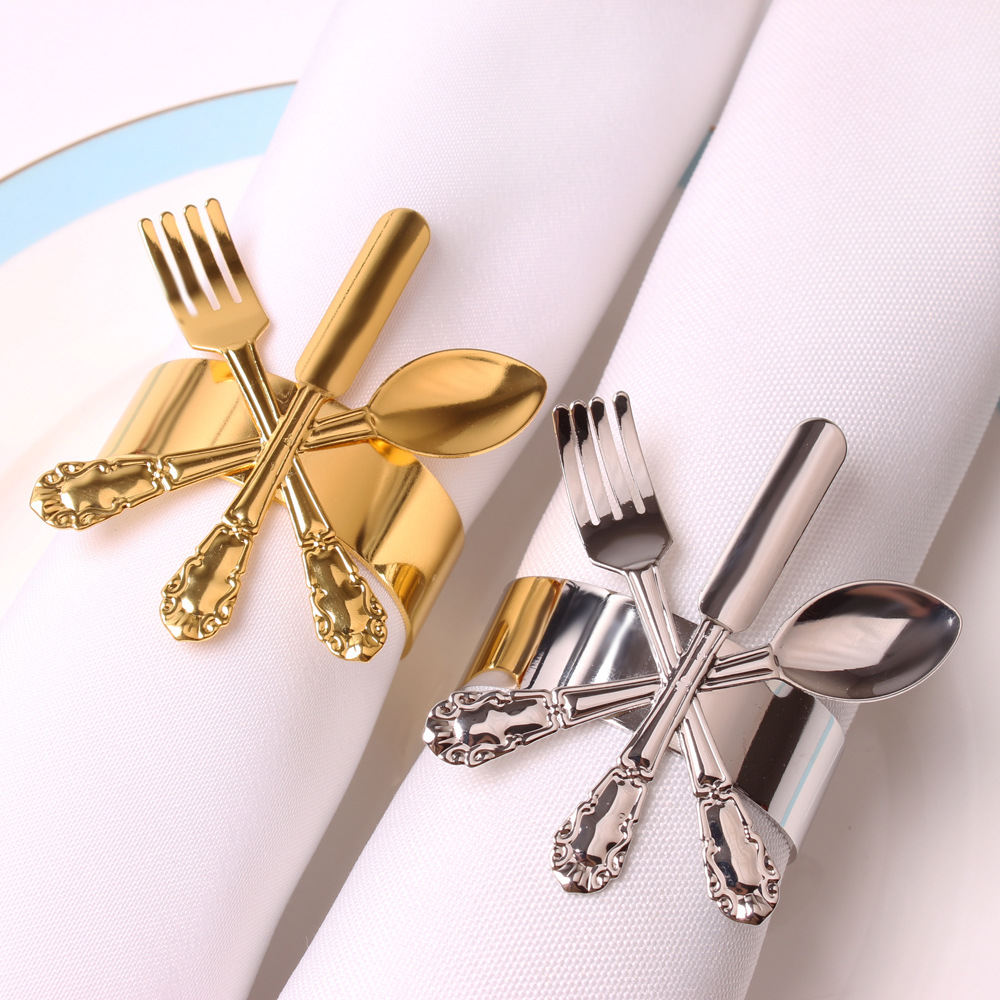 Silver Knives Forks and Cversons Anneaux de serviette Solder de serviette d'automne pour Noël Thanksgiving Wedding Dinnig Table Table Decoration