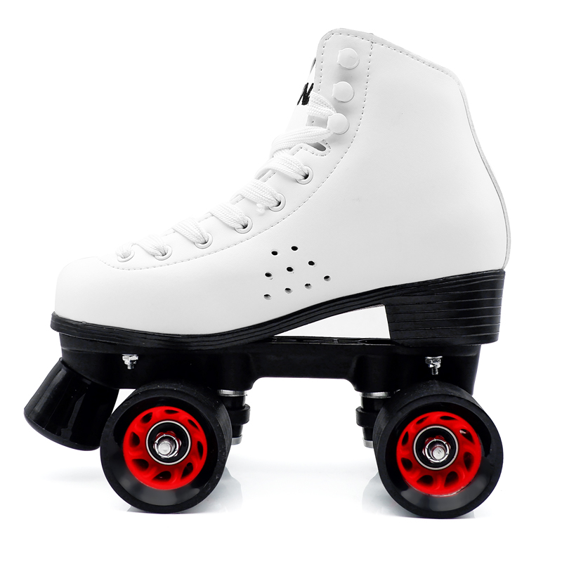 Schwarz weiß Rollschuhe professionelle Schuhe Doppelreihe Skating Pu Wad Cowhide Leder Skating Rollers Schuhe Patinen