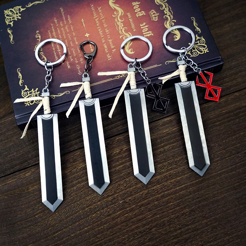 Berserk Guts Black Sword Keychain Jewelry Chain Chain Anime Course Keychains For Men Women Accessories Key Ring Pendant Llaveros