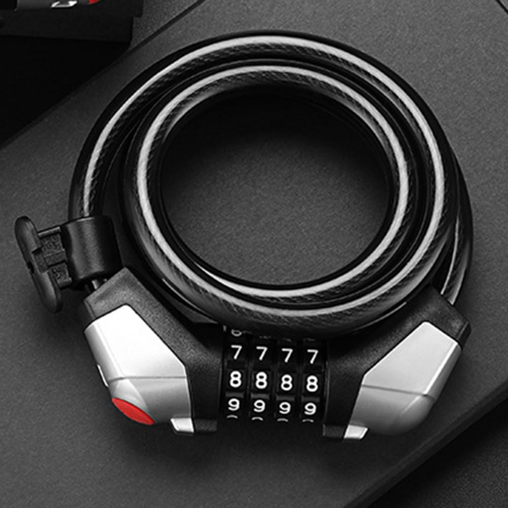 Safety Lock 1.2m Bicycle Four-Digit Steel Cable Code with Light Riding Device
