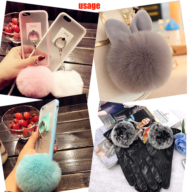 35 couleurs bricolage 8cm Pompom balle artificiel rabbit-cheveux boule avec petit cordon élastique pour chapeaux sacs sacs foulards accessoires