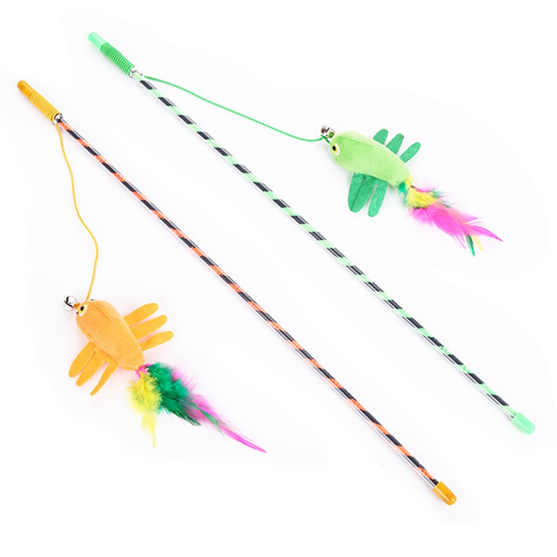 Cat Teaser Wand Plastic Kitten Teaser Stick False Feather Cat Interactive Toy Funny Pet Training Toy Gat Wand Pet Supply