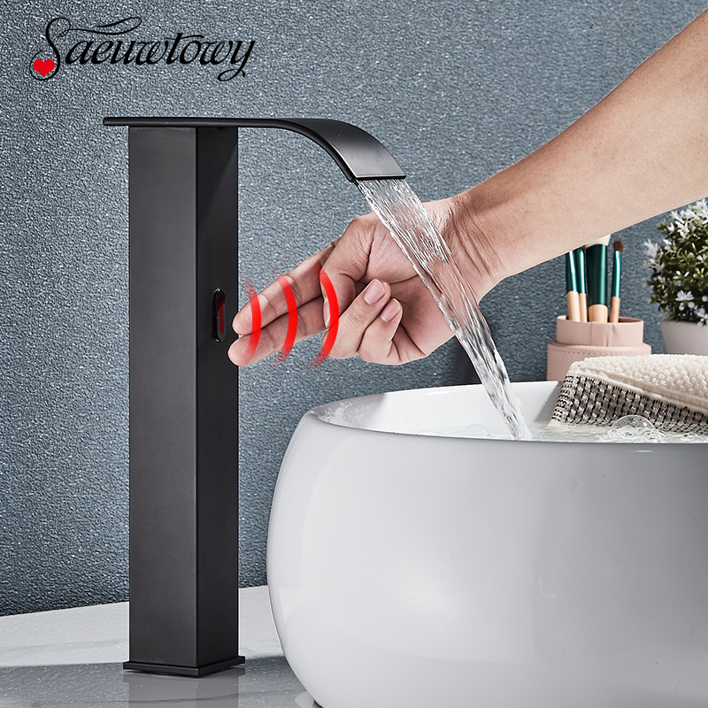 Smart Sensor Bathroom Basin Faucet Deck Mounted Short/High Type Automatic Hand Control Tap Hot Cold Water Mixer Taps Crane