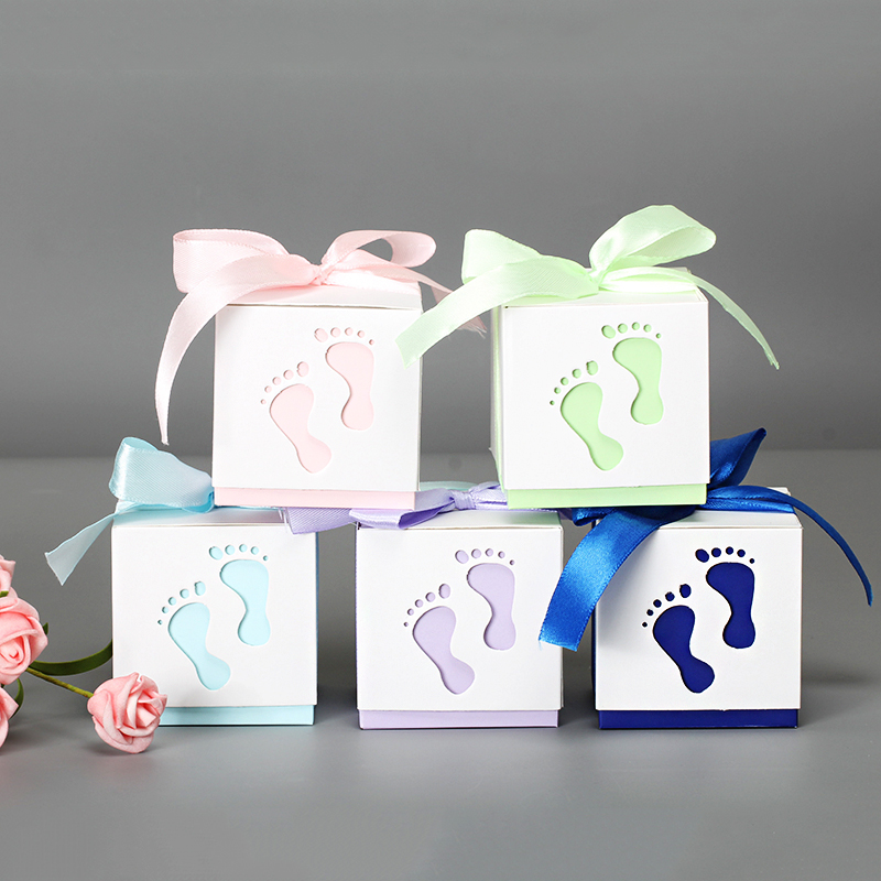 / des pieds de bébé forme de mariage Boîte de bonbons de mariage Mariage Charme Favoule Faveur de bonbons Boîtes de mariage Gift Hold Sac avec ruban