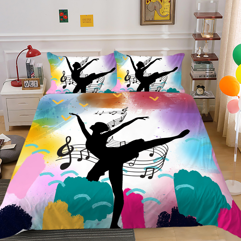 Set da letto fanaijia set di copertura del piumone a grandezza naturale con set di commissioni da ragazza da balletto