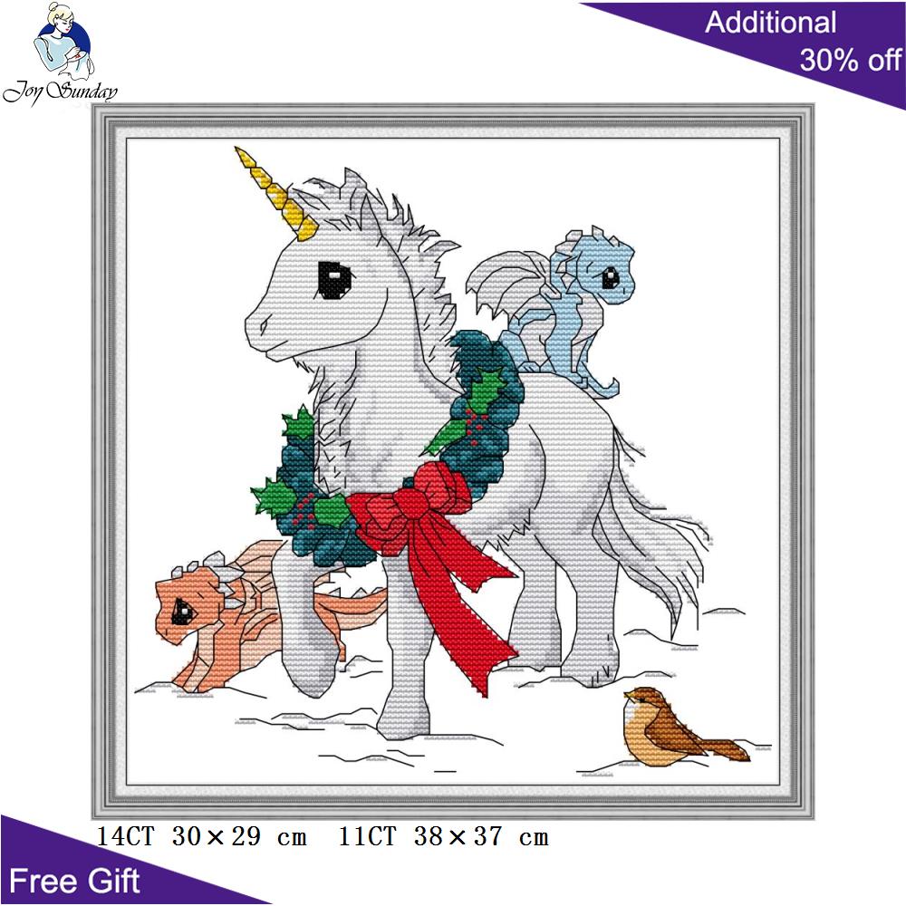 Joy Sunday Unicorn Home Decor DA172 DA406 KB060 KB085 KB110 KB137カウントされた刻印された動物針ポイント刺繍クロスステッチキット