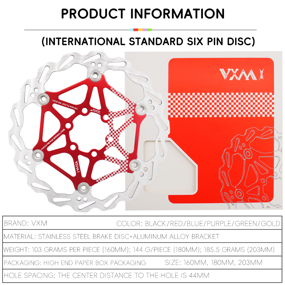 VXM -Fahrrad MTB Road Bike DH BREME Float Floating Disc Rotoren R 160 mm/180 mm/203 mm für hydraulische Dics Bremsblockblocketten Fahrradteile Teile