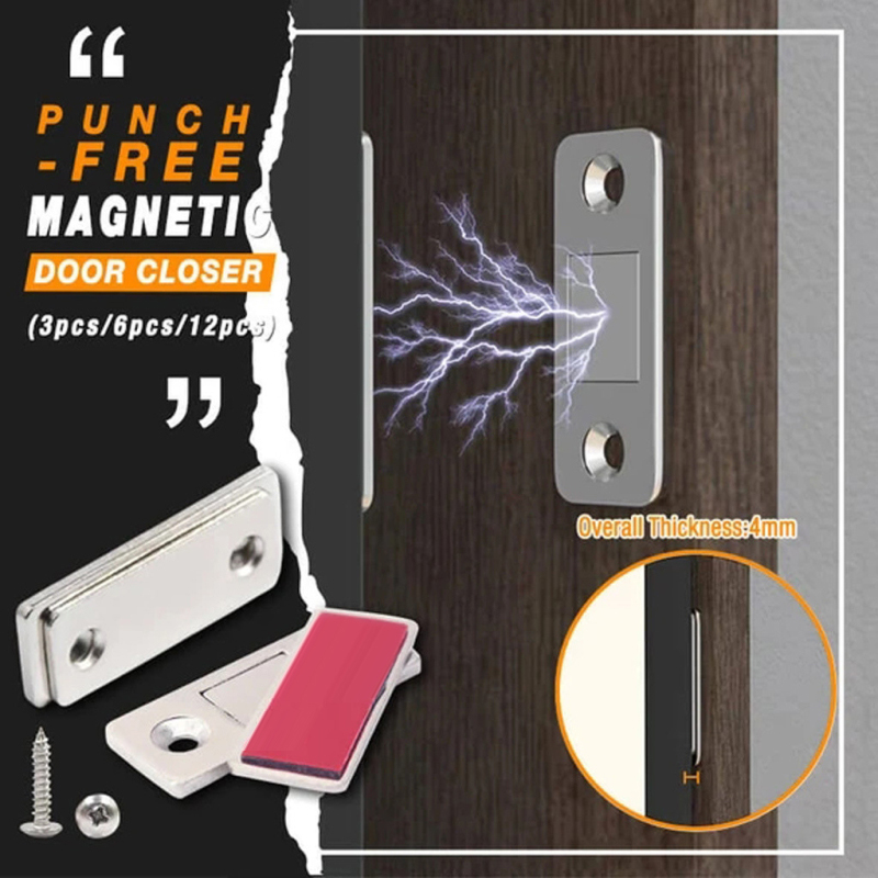 Arrêt de porte magnétique invisible, fort serrure magnétique ultra-mince, adaptée à la porte de l'armoire, à l'armoire et à la porte plus près