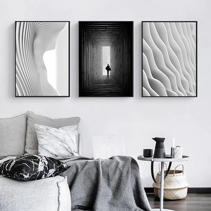 Nordic noir blanc espace art mur art affiches affiches peinture imprimés