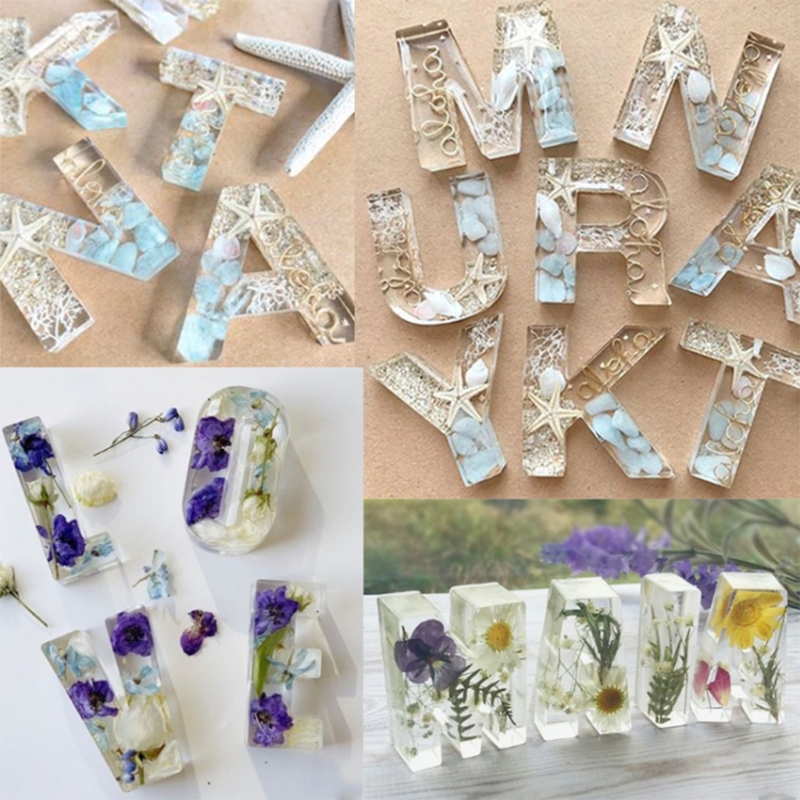 / Set Crystal Epoxy Lettres anglaises Alphabet Moule de silicone Diy Bijoux fait à la main