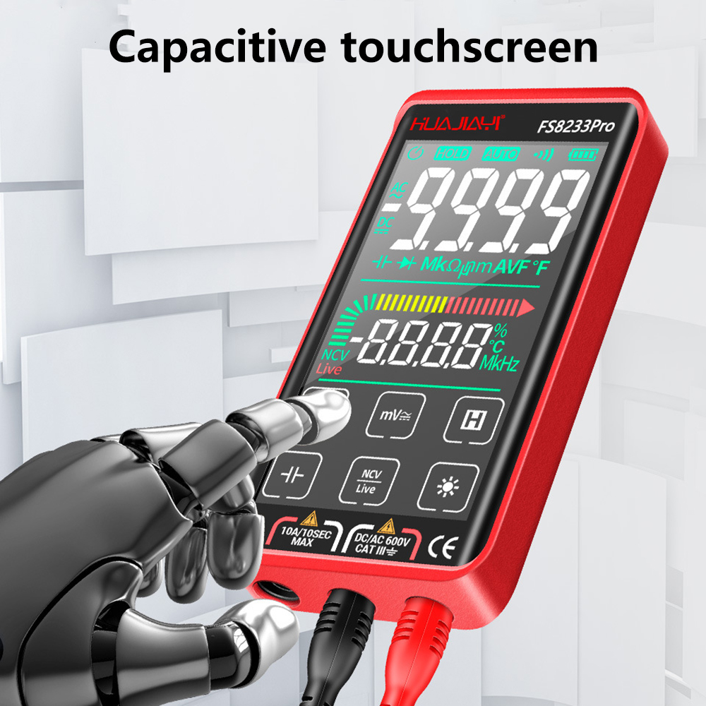 FS8233 Pro Smart Digital Touch Screen Multimetro Multimetro Multitester AC/DC Tensione di tensione Tester di temperatura di resistenza