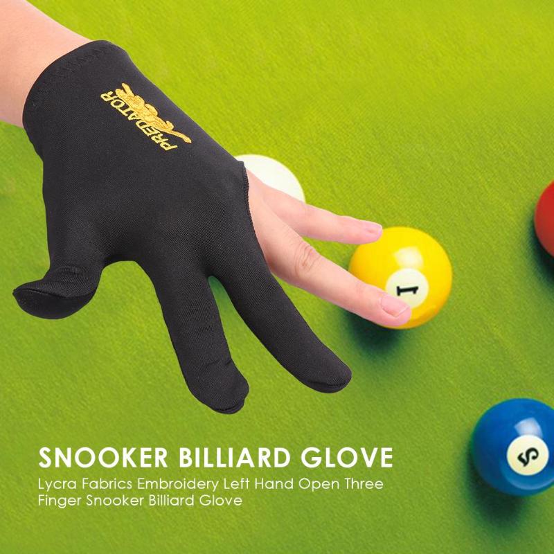 Snooker bilardo eldiven nakış Billard eldiven sol el üç parmak pürüzsüz billar billar guanti bilardo aksesuarları sıcak