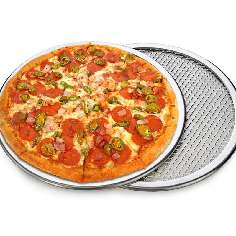 8/8/10/12/14 pulgadas Pizza de aluminio Bandeja para hornear metal Pizza Pan Bakeware Herramientas de cocina Accesorios de molde de pizza antiadherente