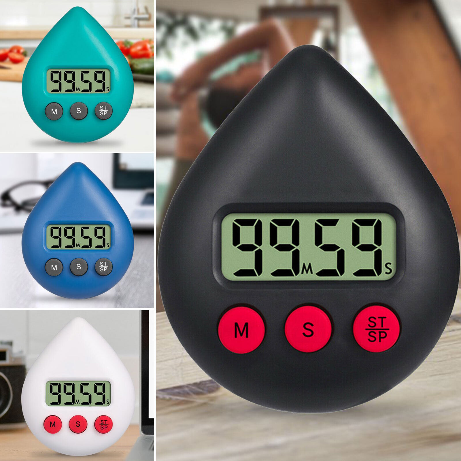 MINI Digital Kitchen Timer Stora siffror Högt larm Digital duschtimer med stor LCD -skärm för matlagningsportspel