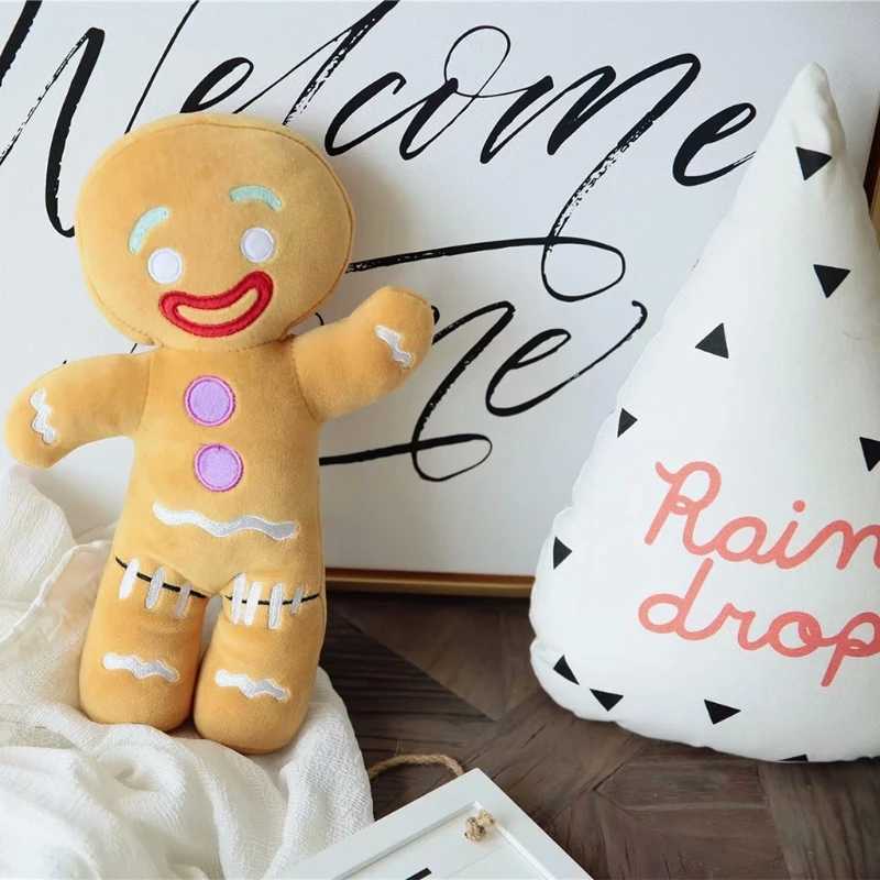 Plush Dolls 30/50/60cm Fun and Cute Gingerbread Mens Christmas Pillow Super Soft Shrek Plush Toy Doll Birthday Gift Sofa Pillow Home Decoration J240410