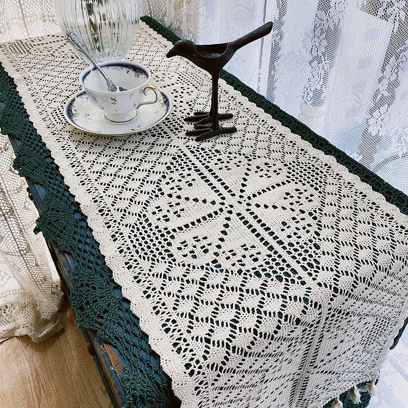 home decorativo retro estilo retro crochê tabela corredor com tamel de mesa lateral de mesa de toalha tampa da mesa de mesa de mesa de gesang flor