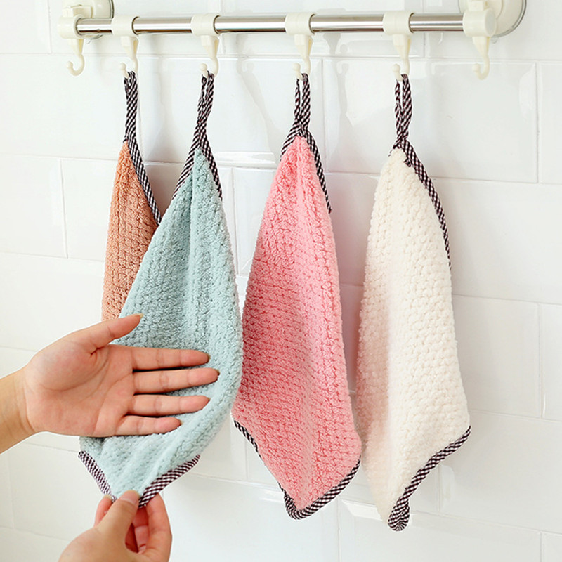 12 Pack Kitchen Dishcloths - Does Not Shed Fluff - No Odor Reusable Dish Towels, Super Absorbent Coral Fleece Cleaning Cloths