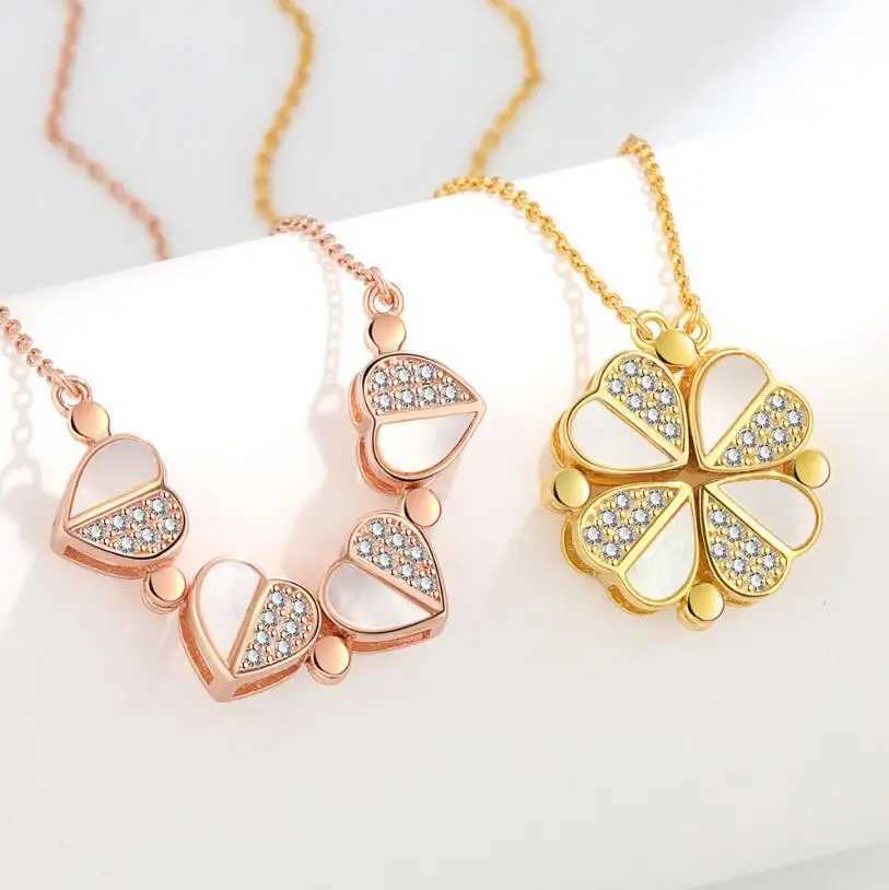 Pendant Necklaces 925 Sterling Silver Clover Necklace Four Leaf Heart Shape Pendant Necklace For Women Hart Luxury Jewelry Sale Dropshipping 240410