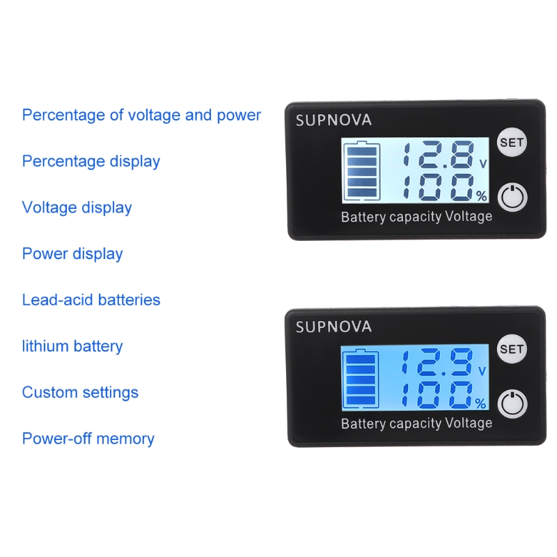 DC 12V 24V 48V Lead Acid Litium Batterikapacitetsindikator Bil Motorcykel Digital voltmeter Spänningstestmätare Mätare M4YD