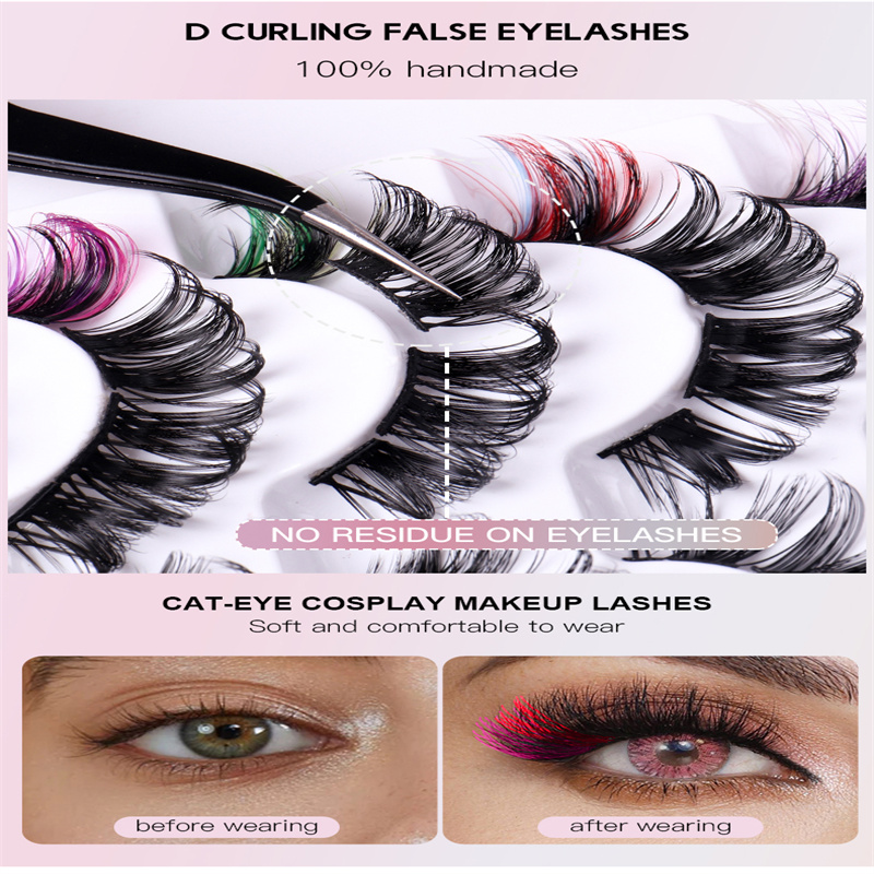 Partihandel 7 par DD Curl ryska ögonfransar Curl Eyelashes Eye End Color Segment DIY False Eyelashs