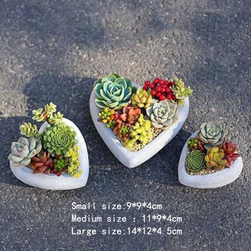 Heart shaped flowerpot mold succulent pot pot cement silicone mold concrete simple design garden cement pot silicone mold