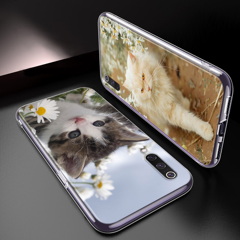 Fleurs et chat transparents pour Xiaomi Poco M4 X3 F3 GT NFC M2 F2 M3 F1 Pro Play Mix 3 A3 A2 Lite Cellule Téléphone Cover