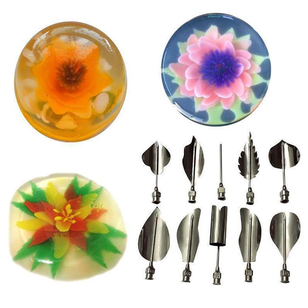 3d Gelatine Jello Jelly Art Pudding Blumenkuchen Dekorieren Schimmelpilznadeldüsen Werkzeuge Kuchen Dekorieren Schimmel