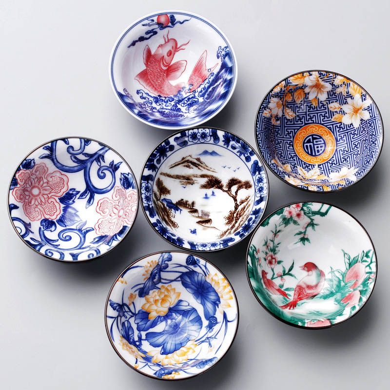 Ceramics Ceramics à la main coloré créative, tasse de thé à cône peint à la main, tasses à thé de style chinois, accessoires de thé Puer