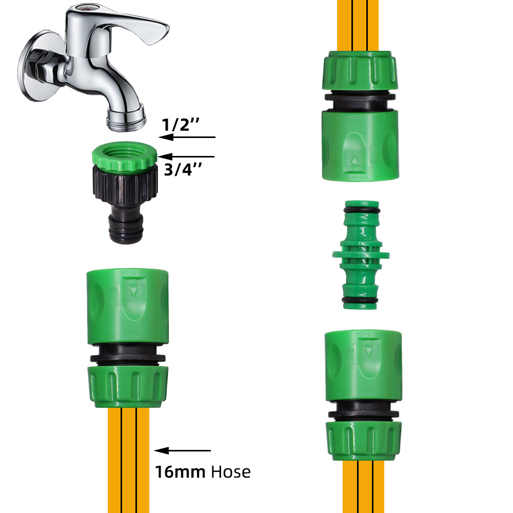 Garden Watering Hose Fitting ABS Quick Connector 1/2" End Double Male Hose Coupling Joint Adapter Extender for 16mm Tubing Pipe