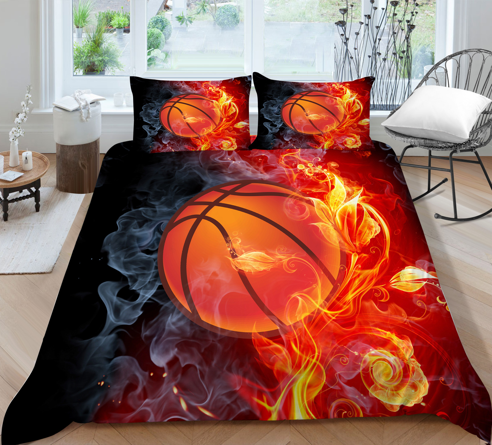 3D basketbal Koning Queen Duvet Cover Sport Theme Set voor kinderen Tieners Boys Bal Game Slaapkamer Decor Soft Coverter Cover