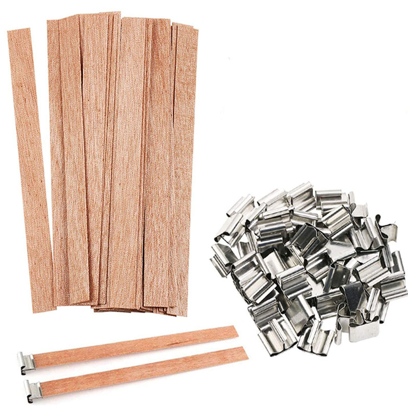 6/13 cm Holzkerzen Docht mit Sustainer Tab Kerzen -Wickkern für DIY -Kerzenzubehör handgefertigte Soja Parffin Wax WIC