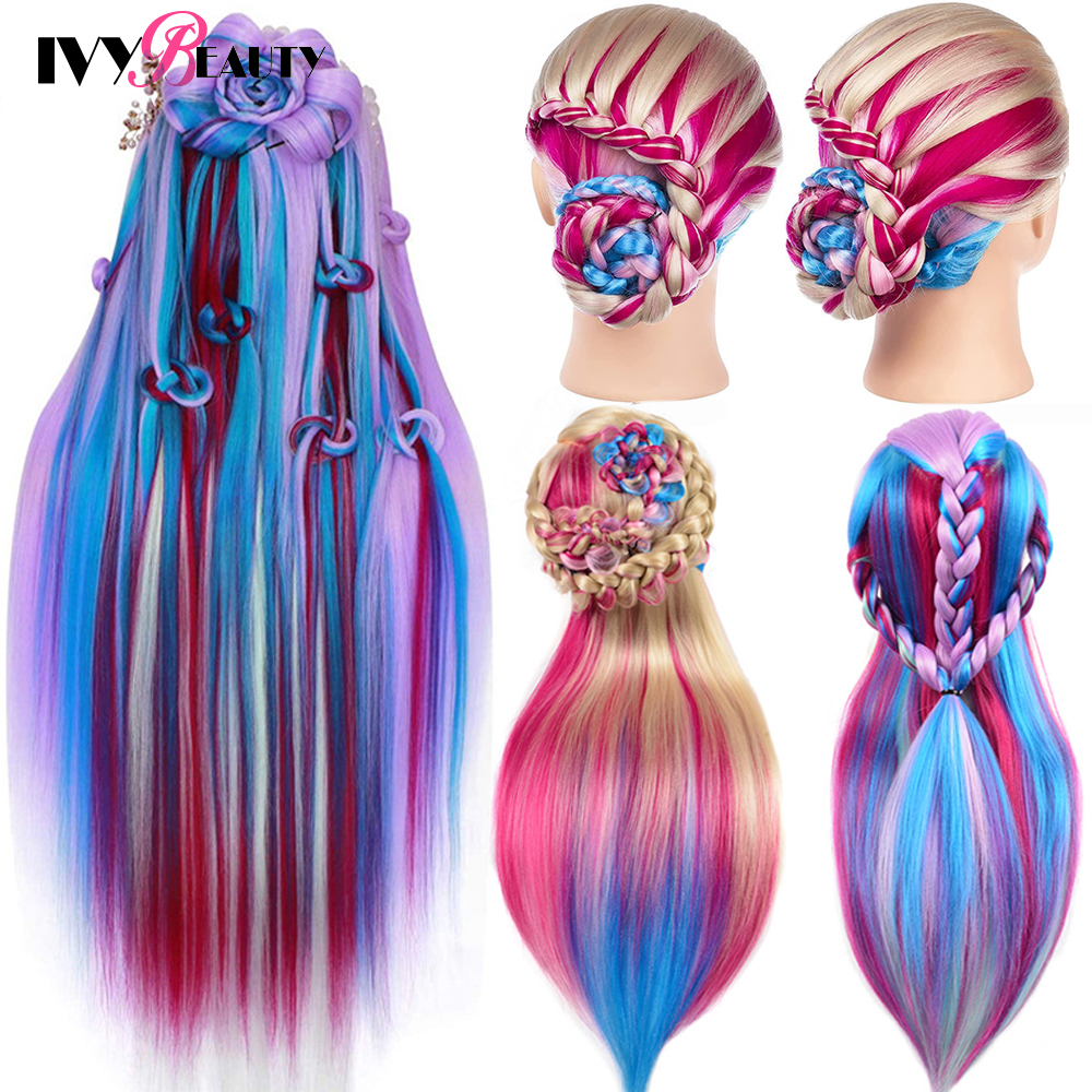 Nice Colorful Hairdressing Training Head For Hairdresser Hair Styles Cosmetology Manikin Dolls Head For Braiding tete de cabeza