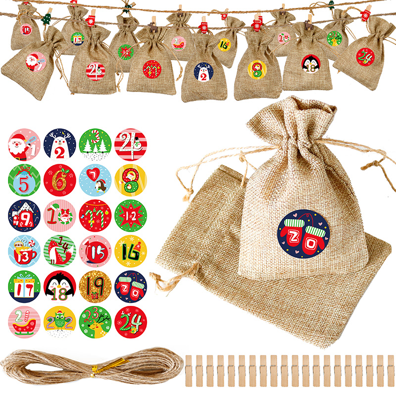 ICRAFT Super Cute Christmas Holiday Count Down Sticker Merry Xmas Avvent Calendar Numero di carta Etichetta di imballaggio regalo