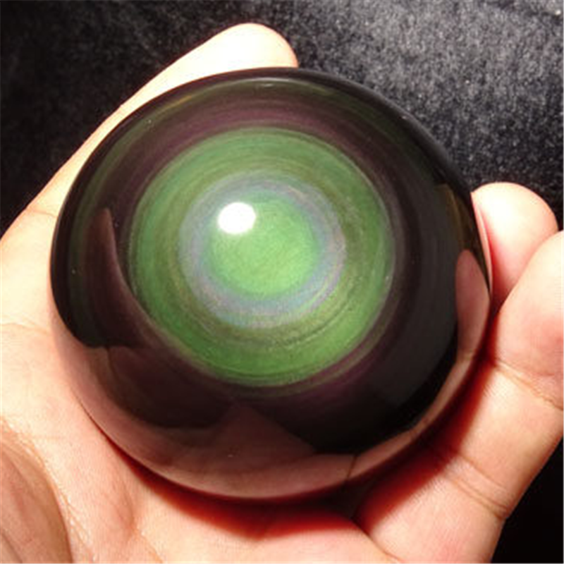 ARC-EN-CIEL !!Natural Cats Eye Obsidian Quartz Crystal Sphere Ball Rare