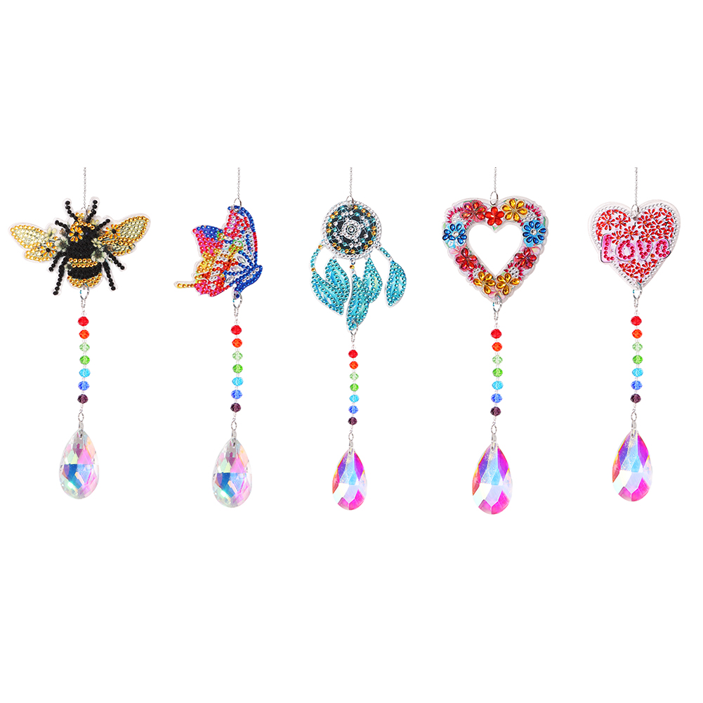 5D Diamond schilderen Crystal Jewelry Diamond Painting Kit Wind Wind Chime hanger Decor voor Home Garden Mozaïek Craft Gift