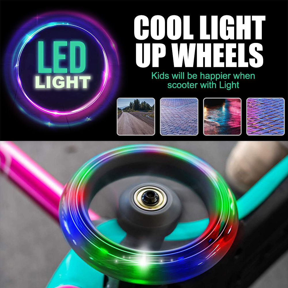 God kvalitet 2st 100 mm Scooter Wheesl LED Flash Light Up Scooter Wheels för Mini Scooter med 2 ABEC-9-lager
