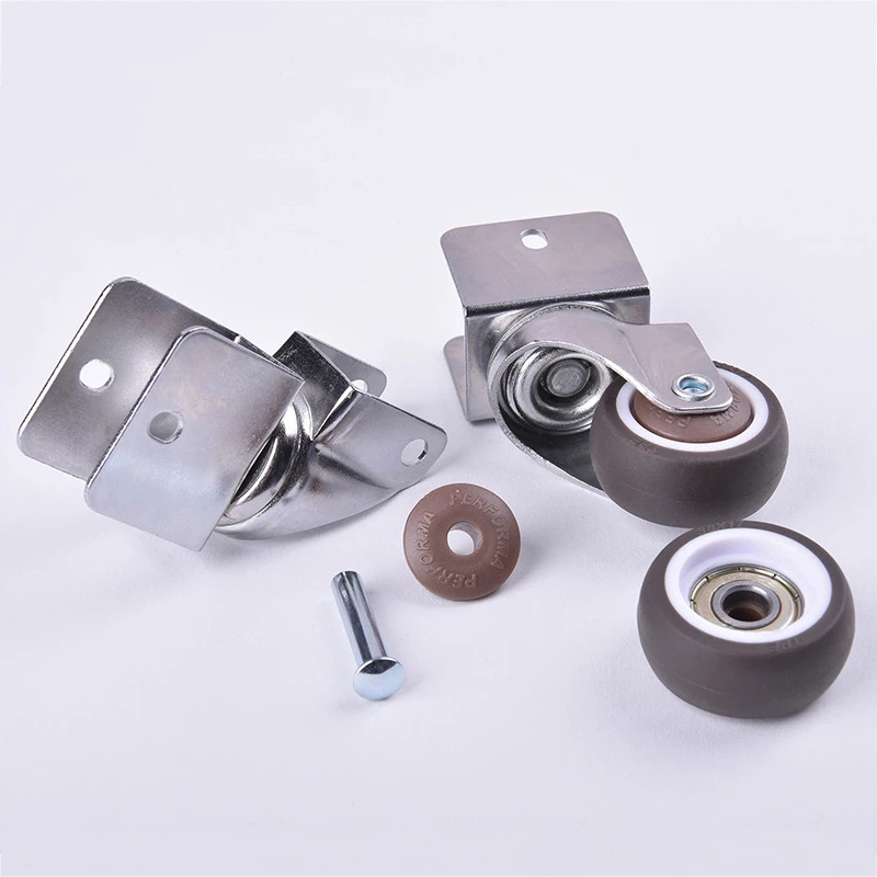 Crib Casters Swivel Caster 1 inch Soft Rubber16-18mm Splint with Brake Wheels With Screws Furniture Hardware Fittings