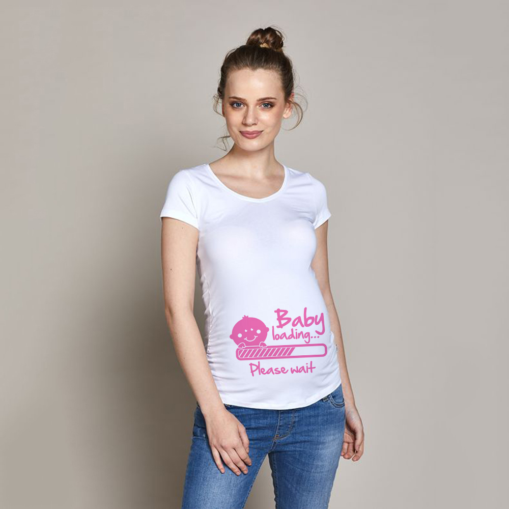 Summer Pregnant Funny T-shirt Pregnant Women Maternity Clothes Baby Print Maternity Tops Pregnancy Announcement New Baby Tee