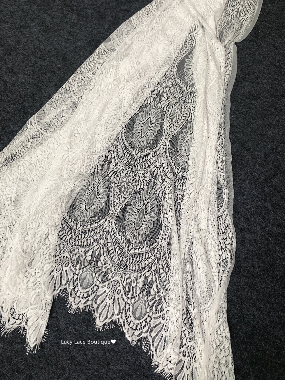 Big Pattern Cording Lace Fabric Eyelash Lace Material Black, Off White Polyester Material HOME DIY Cloth Width 150CM