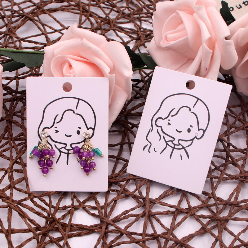 5x7cm Girl Head Jewelry Packager carta Oreger Display Tag Teg Card Pacchetto di gioielli con supporto le orecchie più lunghi