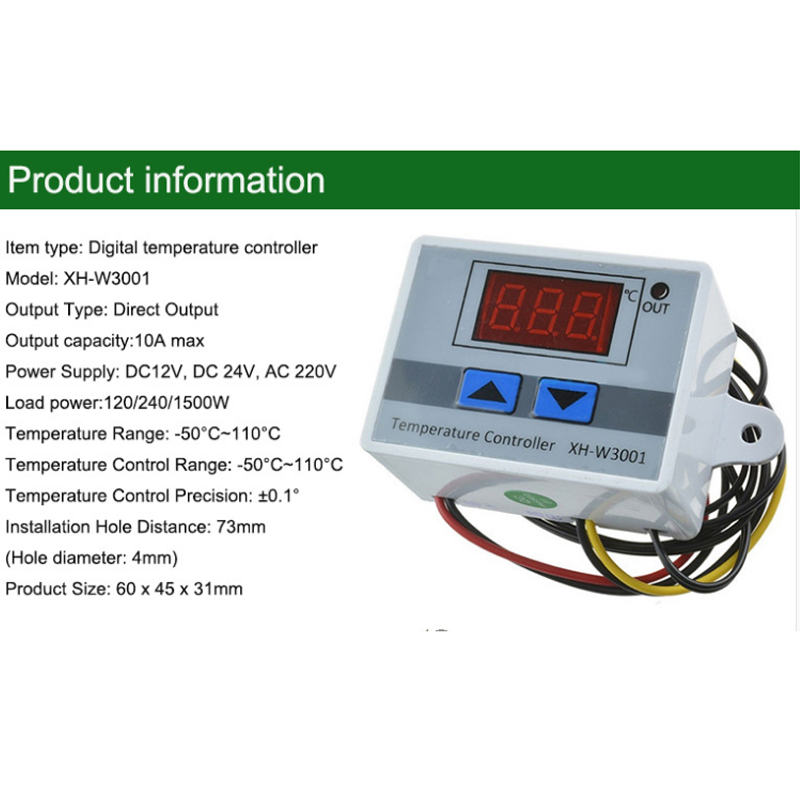 W3001 Цифровой температура управления микрокомпьютер 10A12V 24 В 220 В. Температура светодиода для инкубаторного нагрева