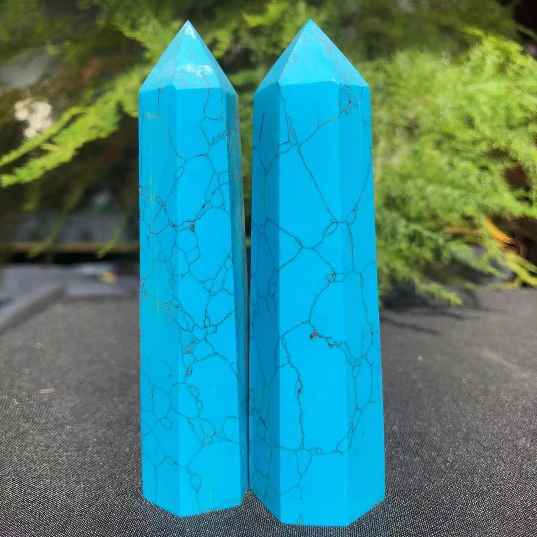 80-100G Natural Turquoise Crystal Wand Pink Quartz Point Gemstone Tower Mineral Healing 1st