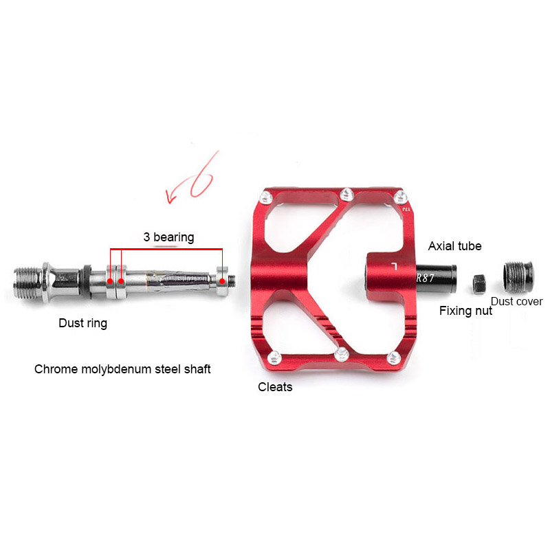 Pédale de vélo alliage d'aluminium 3 roulement ultralère pour les accessoires de cyclisme de vélo de route de montagne