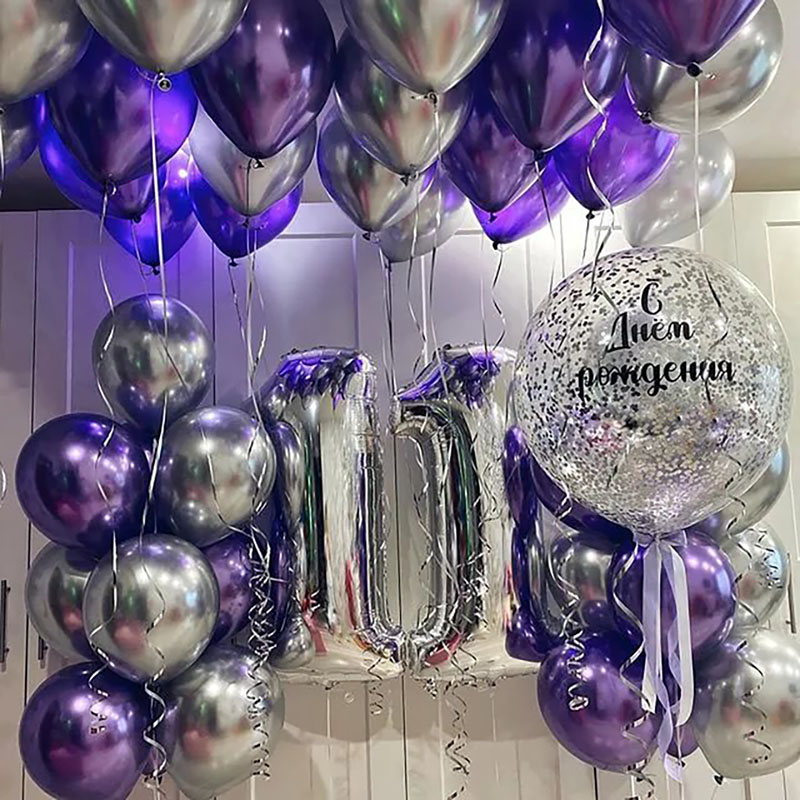 Chrom Silber romantische lila Luftballons Geburtstagsfeier Dekorationen Hochzeit Mädchen Geburtstag Home Party Babypartyzubehör Globos